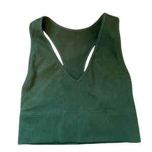 Gilly Hicks Green Seamless Ribbed V-Neck Racerback Crop Top - NWOT - Medium